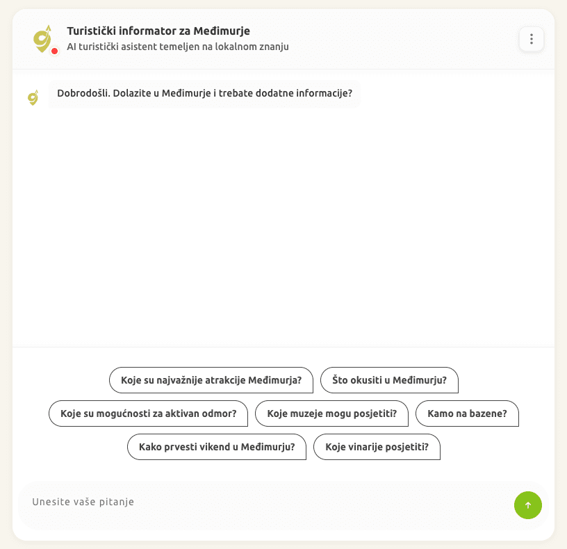 Međimurje AI Travel Informator demo